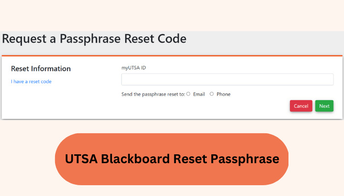 UTSA Blackboard Reset Passphrase