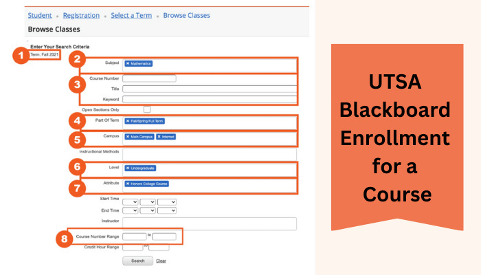 UTSA Blackboard enrollment for a course